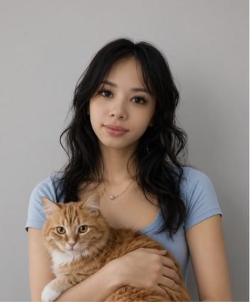 Nicole, founder of PNB Paws, holding an orange cat